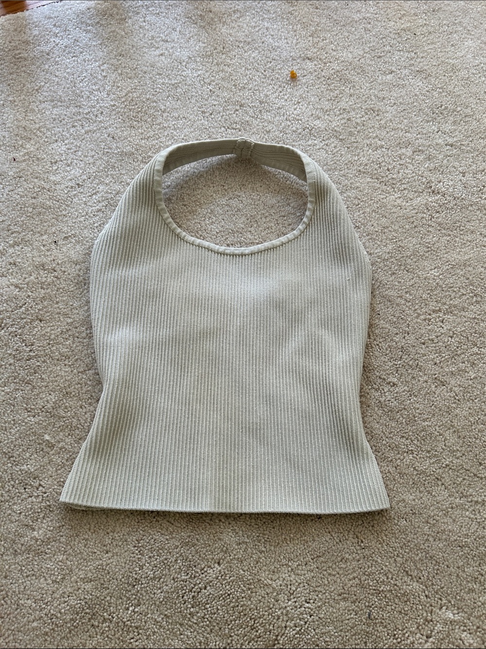 Babaton Cream Ribbed Halter Crop Top
